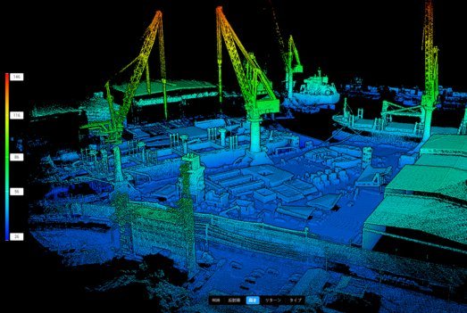 造船所ヤードの3D点群デジタルツイン(今治海事DXモデル)
